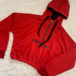 Charlotte Russe Red Cropped Sweatshirt